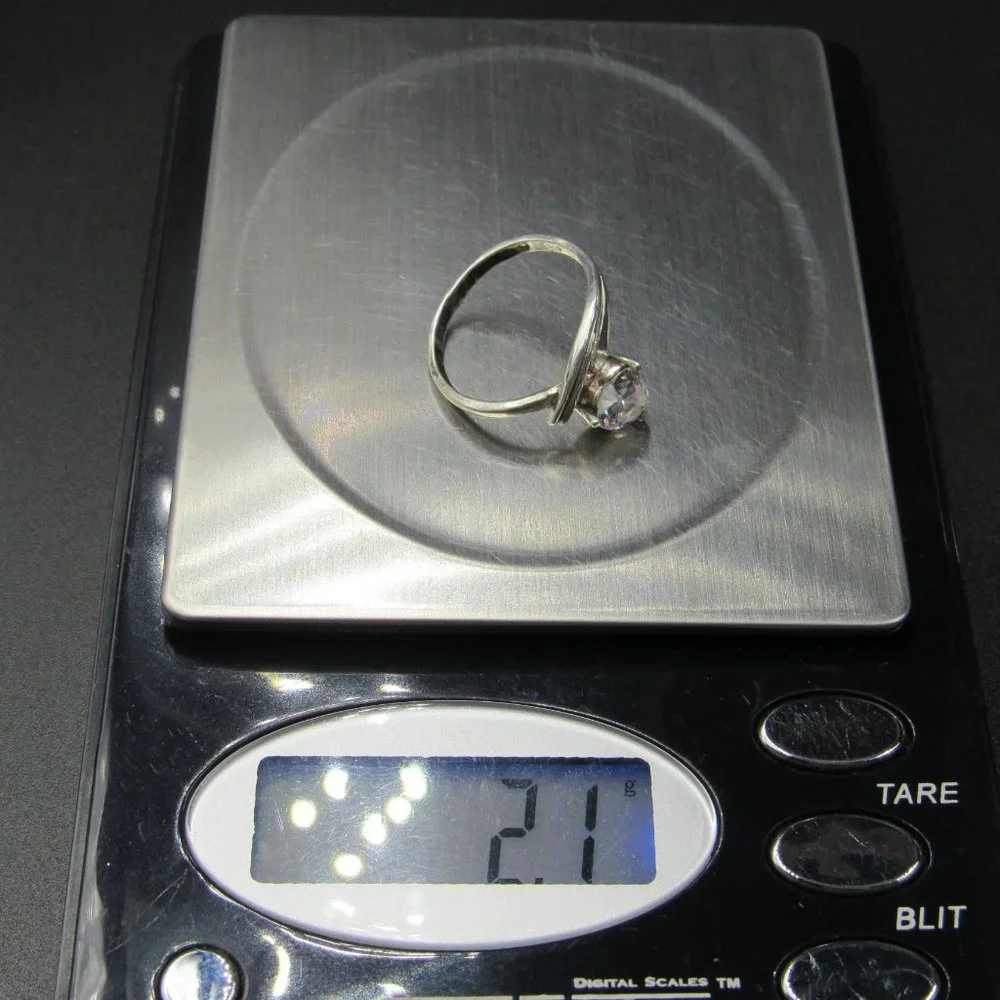 Size 6 Sterling Silver Simple Clear CZ Heart Love Band Ring Vintage - Picture 8 of 8